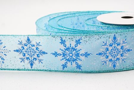Light Blue Sparkling Snowflake Metallic Christmas Wired Ribbon_KF9886GQ-12