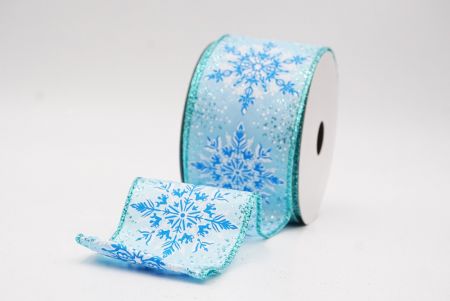 Light Blue Sparkling Snowflake Metallic Christmas Wired Ribbon_KF9886GQ-12