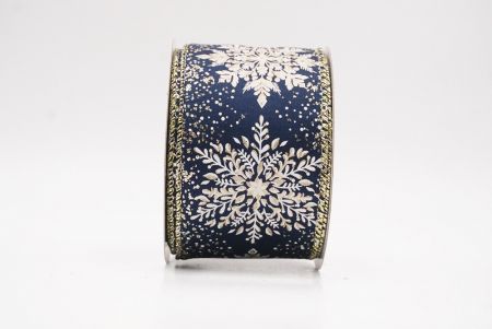 Navy Blue Sparkling Snowflake Metallic Christmas Wired Ribbon_KF9886GV-4