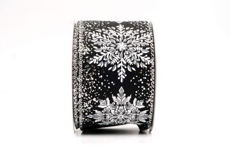Black Sparkling Snowflake Metallic Christmas Wired Ribbon_KF9887G-53