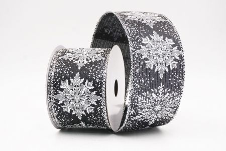 Black Sparkling Snowflake Metallic Christmas Wired Ribbon_KF9887G-53