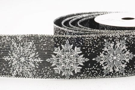 Black Sparkling Snowflake Metallic Christmas Wired Ribbon_KF9887G-53