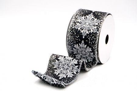 Black Sparkling Snowflake Metallic Christmas Wired Ribbon_KF9887G-53