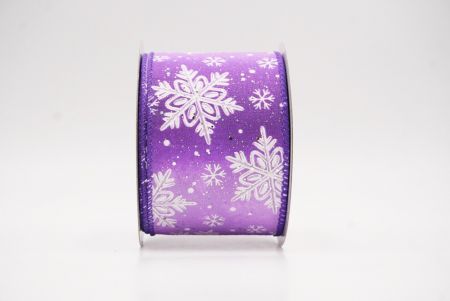 Purple Glitter Snowflake Frosted Christmas Wired Ribbon_KF9888GC-11-34