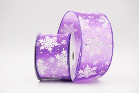 Purple Glitter Snowflake Frosted Christmas Wired Ribbon_KF9888GC-11-34