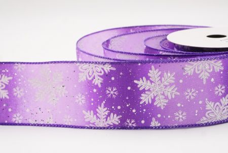 Purple Glitter Snowflake Frosted Christmas Wired Ribbon_KF9888GC-11-34