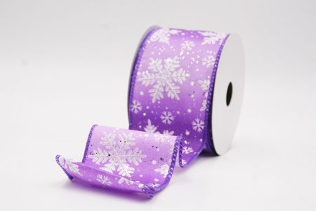 Purple Glitter Snowflake Frosted Christmas Wired Ribbon_KF9888GC-11-34