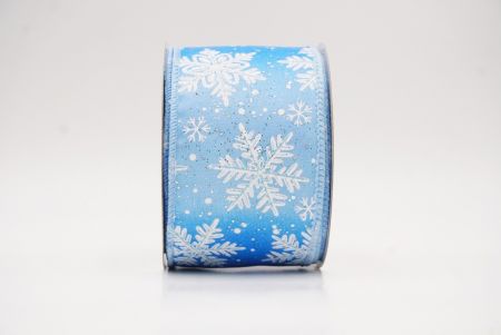 Light Blue Glitter Snowflake Frosted Christmas Wired Ribbon_KF9888GC-12-216