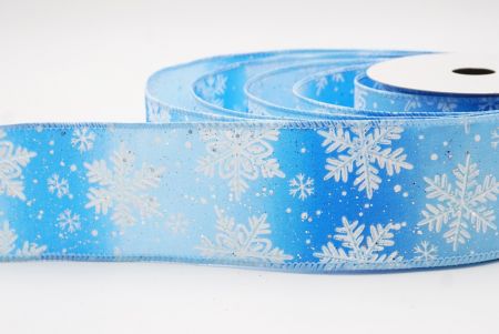 Light Blue Glitter Snowflake Frosted Christmas Wired Ribbon_KF9888GC-12-216