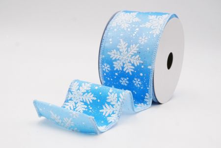 Light Blue Glitter Snowflake Frosted Christmas Wired Ribbon_KF9888GC-12-216