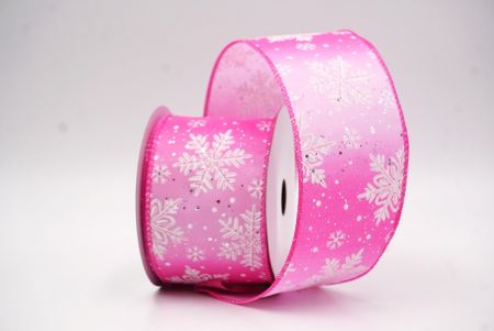 Pink Glitter Snowflake Frosted Christmas Wired Ribbon_KF9888GC-5-218