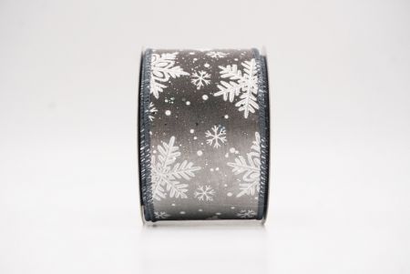 Gray Glitter Snowflake Frosted Christmas Wired Ribbon_KF9888GC-50-123
