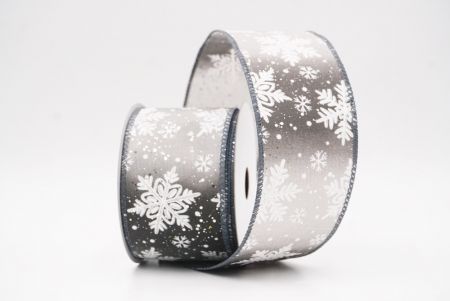 Gray Glitter Snowflake Frosted Christmas Wired Ribbon_KF9888GC-50-123