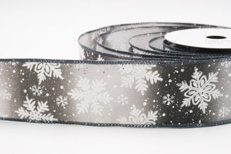 Gray Glitter Snowflake Frosted Christmas Wired Ribbon_KF9888GC-50-123