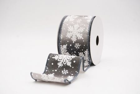 Gray Glitter Snowflake Frosted Christmas Wired Ribbon_KF9888GC-50-123
