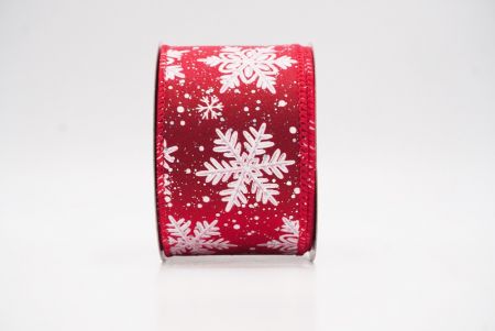 Red Glitter Snowflake Frosted Christmas Wired Ribbon_KF9888GC-7-7