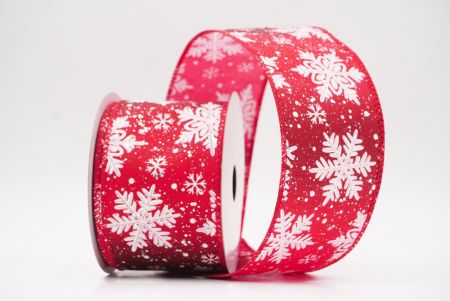 Red Glitter Snowflake Frosted Christmas Wired Ribbon_KF9888GC-7-7