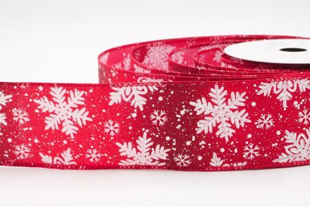 Red Glitter Snowflake Frosted Christmas Wired Ribbon_KF9888GC-7-7