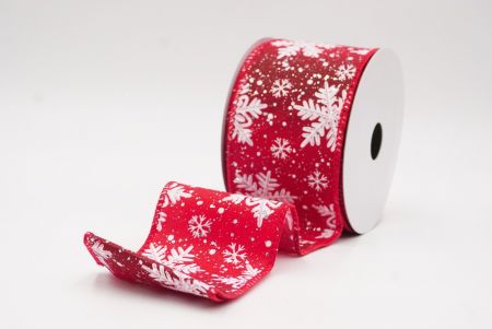 Red Glitter Snowflake Frosted Christmas Wired Ribbon_KF9888GC-7-7