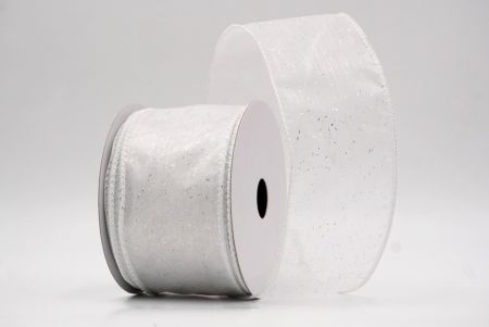White Sheer_Solid Color Glitter Sprinkled Wired Ribbon_KF9890GC-1-1