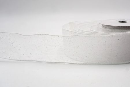 White Sheer_Solid Color Glitter Sprinkled Wired Ribbon_KF9890GC-1-1