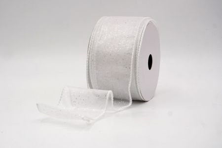 White Sheer_Solid Color Glitter Sprinkled Wired Ribbon_KF9890GC-1-1