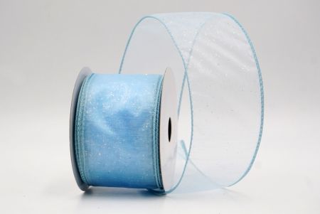 Baby Blue Sheer_Solid Color Glitter Sprinkled Wired Ribbon_KF9890GC-12-12