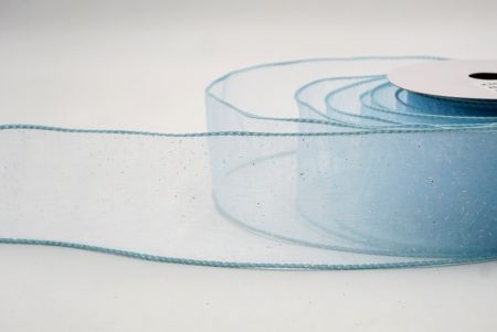 Baby Blue Sheer_Solid Color Glitter Sprinkled Wired Ribbon_KF9890GC-12-12