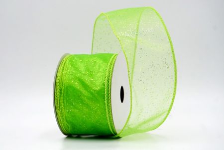 Light Green Sheer_Solid Color Glitter Sprinkled Wired Ribbon_KF9890GC-15-190