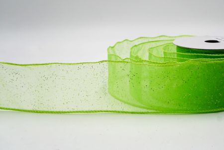 Light Green Sheer_Solid Color Glitter Sprinkled Wired Ribbon_KF9890GC-15-190