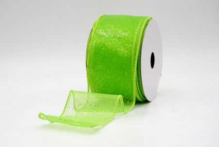 Light Green Sheer_Solid Color Glitter Sprinkled Wired Ribbon_KF9890GC-15-190