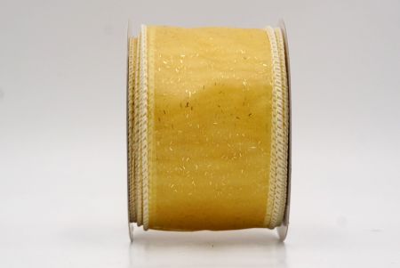 Gold Sheer_Solid Color Glitter Sprinkled Wired Ribbon_KF9890GC-2-2