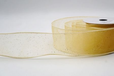 Gold Sheer_Solid Color Glitter Sprinkled Wired Ribbon_KF9890GC-2-2