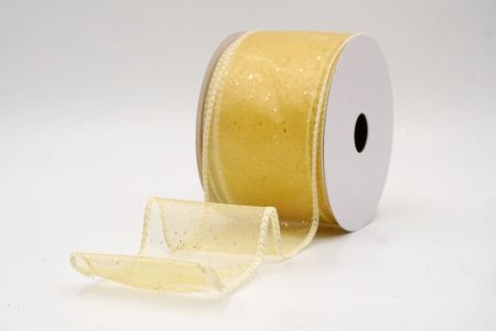 Gold Sheer_Solid Color Glitter Sprinkled Wired Ribbon_KF9890GC-2-2
