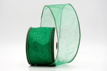 Green Sheer_Solid Color Glitter Sprinkled Wired Ribbon_KF9890GC-3-127