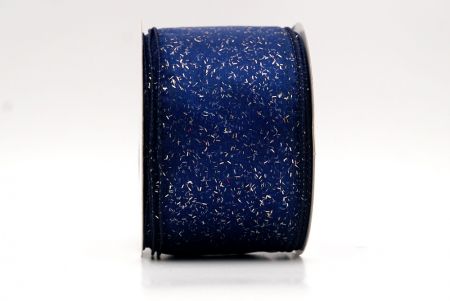 Navy Blue Sheer_Solid Color Glitter Sprinkled Wired Ribbon_KF9890GC-4-4