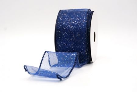 Navy Blue Sheer_Solid Color Glitter Sprinkled Wired Ribbon_KF9890GC-4-4