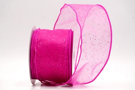 Hot Pink Sheer_Solid Color Glitter Sprinkled Wired Ribbon_KF9890GC-40-40