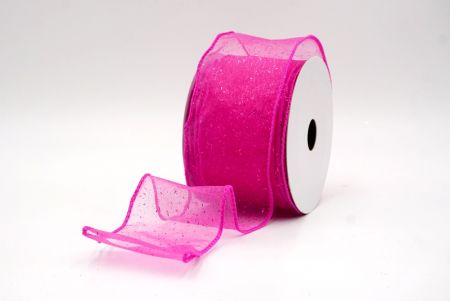 Hot Pink Sheer_Solid Color Glitter Sprinkled Wired Ribbon_KF9890GC-40-40