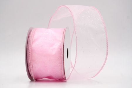 Pink Sheer_Solid Color Glitter Sprinkled Wired Ribbon_KF9890GC-5-5