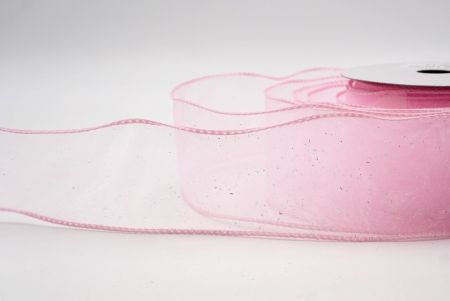 Pink Sheer_Solid Color Glitter Sprinkled Wired Ribbon_KF9890GC-5-5