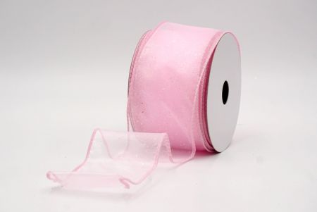 Pink Sheer_Solid Color Glitter Sprinkled Wired Ribbon_KF9890GC-5-5