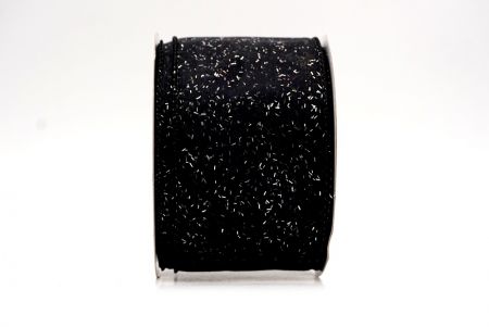Black Sheer_Solid Color Glitter Sprinkled Wired Ribbon_KF9890GC-53-53