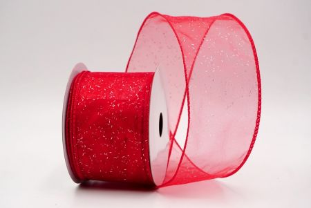Red Sheer_Solid Color Glitter Sprinkled Wired Ribbon_KF9890GC-7-7
