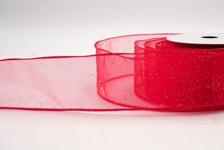 Red Sheer_Solid Color Glitter Sprinkled Wired Ribbon_KF9890GC-7-7
