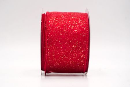 Red Sheer_Solid Color Glitter Sprinkled Wired Ribbon_KF9890GC-7G-7
