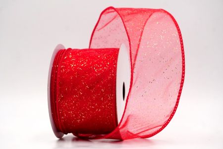 Red Sheer_Solid Color Glitter Sprinkled Wired Ribbon_KF9890GC-7G-7