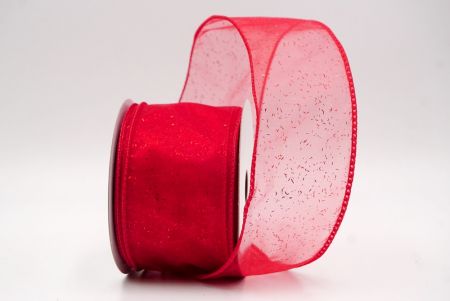Red Sheer_Solid Color Glitter Sprinkled Wired Ribbon_KF9890GC-7R-7