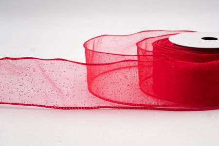 Red Sheer_Solid Color Glitter Sprinkled Wired Ribbon_KF9890GC-7R-7