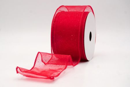 Red Sheer_Solid Color Glitter Sprinkled Wired Ribbon_KF9890GC-7R-7